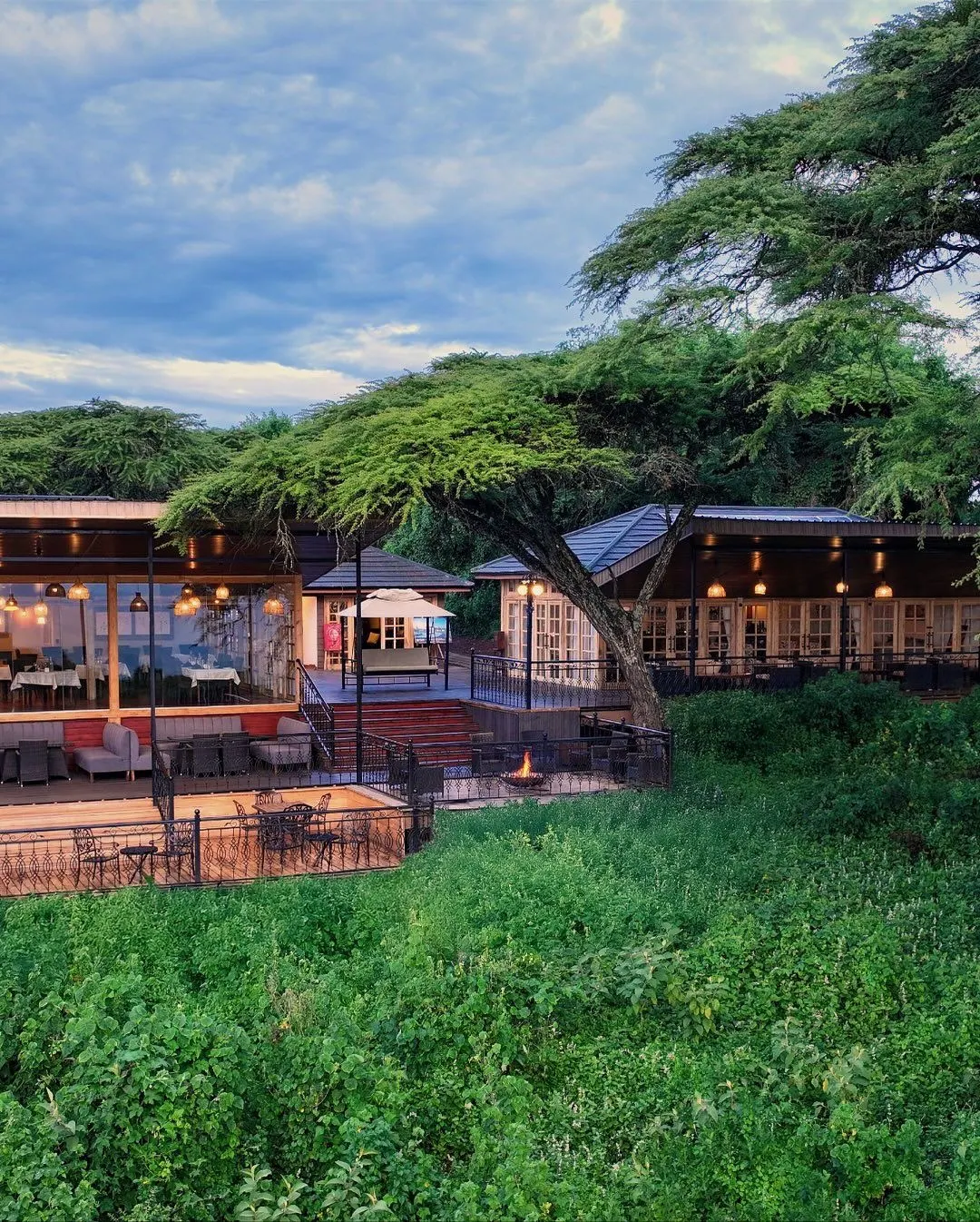 Luxury safari lodge exterior in Tarangire